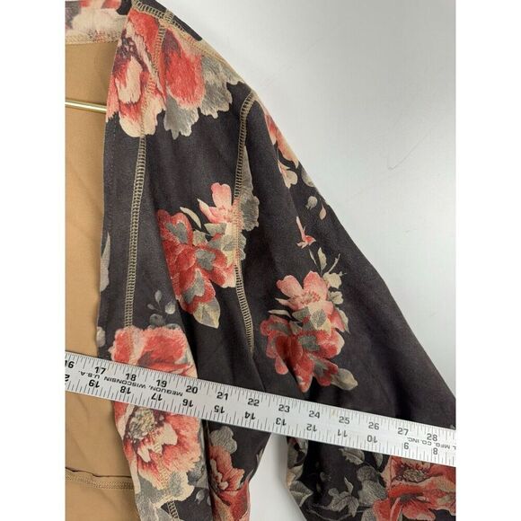 Solitaire Anthropologie Large Monarc Suedette Open Front Floral Cardigan - Picture 4 of 6